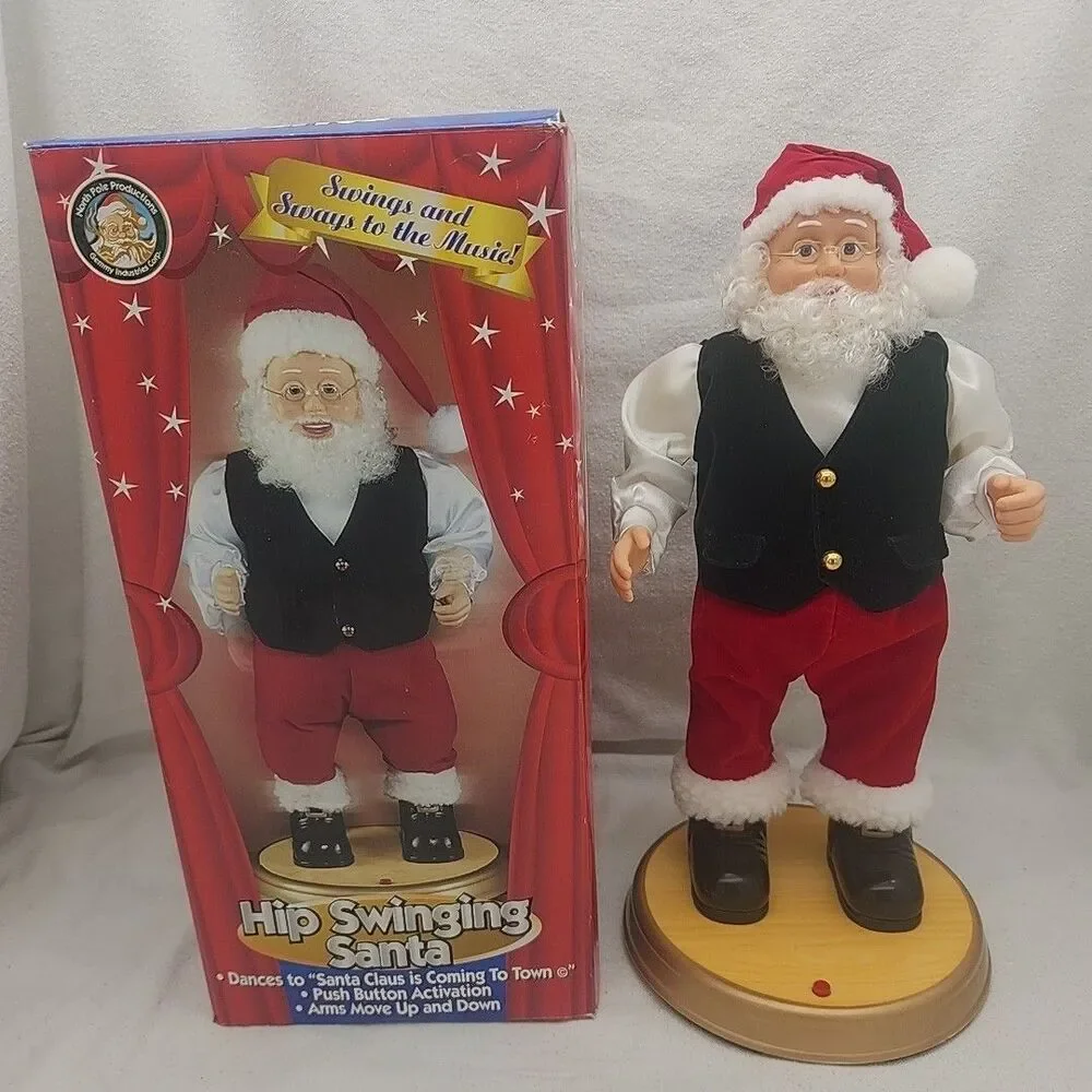 Musical Hip Swinging Santa North Pole Productions Gemmy Industries 1998 With Box
